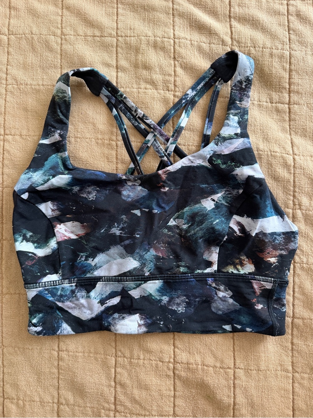 Lululemon Athletica Sports Bra Watercolor Black Multi Color Size 6